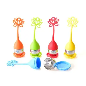 Service à thé en Silicone avec plateau gouttes, 15 ml, Design Lotus, sans BPA, vente en gros