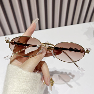 S020 Gafas de Sol Vintage Ovaladas de Moda con Diamantes Estilo Ins para Hombre y Mujer, Novedad de Verano - Product Image 4