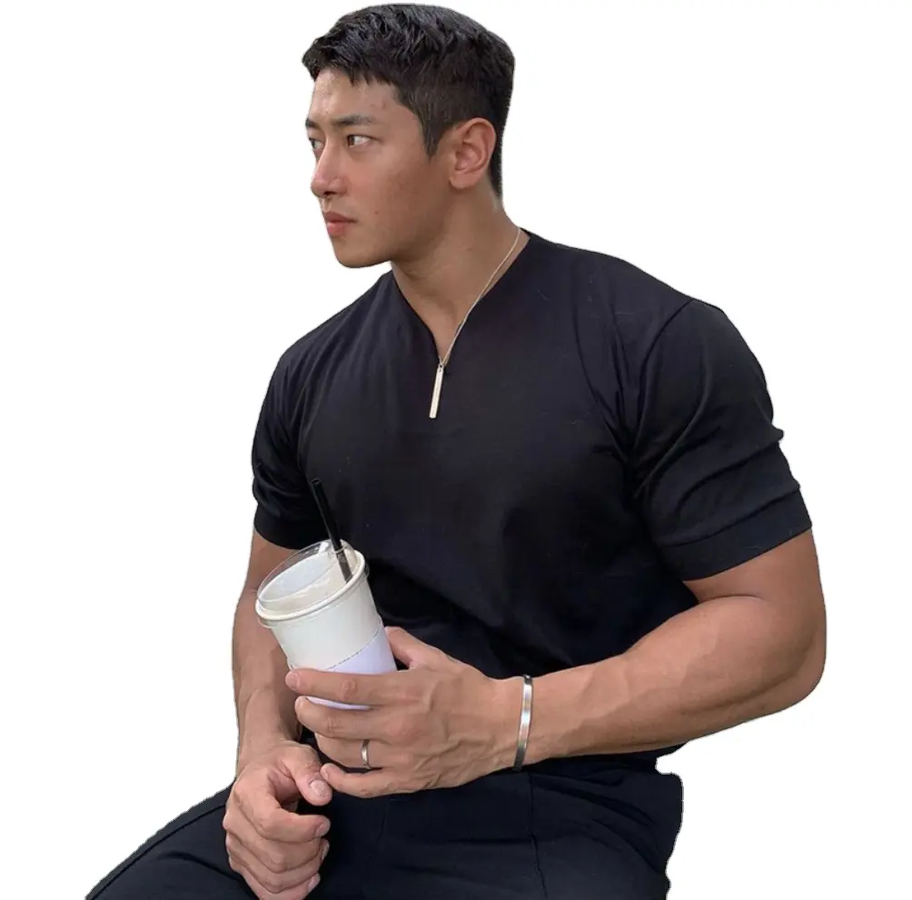 Fashion new blank muscle men fitted plain t shirt clothes for printing hot selling slim fit t shirt