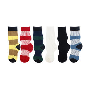 Chaussettes mi-hautes plissées rayées en <span class=keywords><strong>coton</strong></span> <span class=keywords><strong>pour</strong></span> femmes, toutes saisons, colorées - Product Image 3