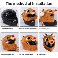 Décoration de casque mignonne pour casques de sport et casques de moto, personnage de dessin animé, pelucheux, anti-rayures, housse de casque