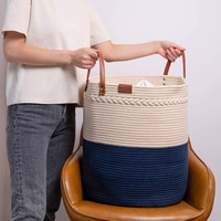 Paniers de rangement personnalisés en corde de coton tressée, grands, pour linge et jouets, pour le salon, marron, style ferme