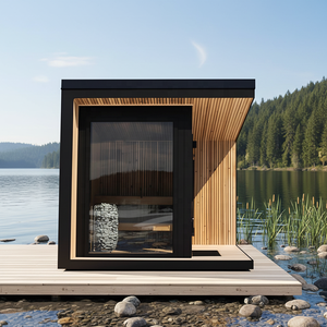 La moderna sauna in legno Serene nelle <span class=keywords><strong>Alpi</strong></span> presenta un design ecologico con vista panoramica sulla foresta. - Product Image 4