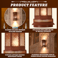Lampe de mosquée personnalisée, décoration résidentielle, restaurant, salle à manger, chambre à coucher, lampe murale islamique à LED avec cadre en fer