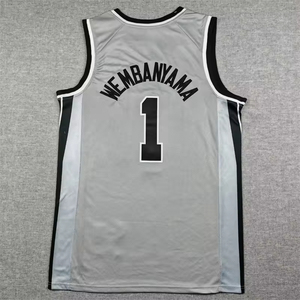 Maglie da Basket all'Ingrosso Stile San Antonio - Wembanyama # 1 Vassell # 24 <span class=keywords><strong>Duncan</strong></span> # 21 Loghi Ricamati, Prezzo Diretto di Fabbrica - Product Image 3
