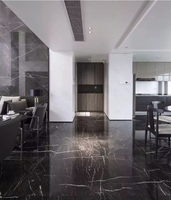Dalles de marbre noir Nero Marquina poli de qualité supérieure, veines blanches, design moderne, garantie 5 ans, découpe sur mesure pour la décoration de sols