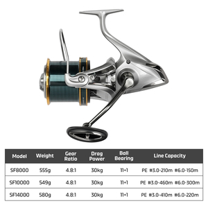 Noeby Nonsuch Power <span class=keywords><strong>Casting</strong></span> # <span class=keywords><strong>Moulinet</strong></span> de surf 8000 11+1BB 4.8:1 20KG avec bobine en aluminium CNC lisse et interchangeable à la <span class=keywords><strong>main</strong></span> - Product Image 4