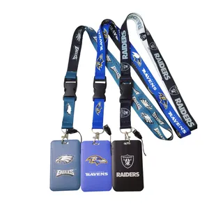 Cordón de águila con soporte para tarjeta de identificación NFL Sport Team Card Holder a juego con cordón para regalo de Fans de tarjeta de identificación