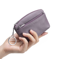 Dompet Koin Wanita Berkualitas Tinggi Bahan Kulit Asli dengan Resleting, Logo Dapat Disesuaikan
