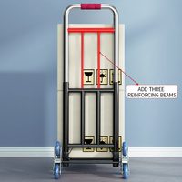 Chariot à main pour escaliers avec rotation à 360° °   Chariot pliable en alliage d'aluminium avec roues pivotantes et frein, pour déplacer des boîtes lourdes à l'étage