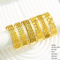 Bracelet jonc épais en acier inoxydable plaqué or multi-styles, incrusté de diamants, anti-corrosion et hypoallergénique pour femme