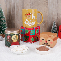 BespritGift Offre Spéciale Tasse en Céramique Kawaii Renne Père Noël Mignonne Personnage, Ensemble Tour, Coffret Cadeau de Fête pour Noël