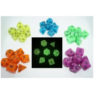 Set 7 Buah Dadu Akrilik Kustom Profesional untuk Rpg 16Mm Set Dadu Menyala Dalam Gelap Set D4, D6, D8, D10, D %, D12,D20