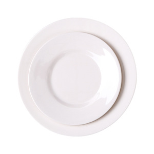 Five And Harmony White Round Plastic Plates Solid Color Melamine Dinnerware For Hotel Party Use - Product Image 2
