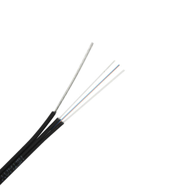 2 Core Outdoor Self-supporting Butterfly Optical Drop Cable 0.33mmx7 Steel Wire Messenger