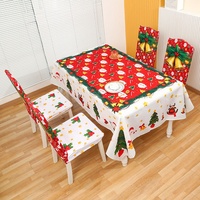 Housses de chaise rectangulaires et nappes de Noël imprimées avec motifs rennes et bonhommes de neige, élastiques, entièrement couvrantes et réutilisables