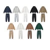 Logo personnalisé couleur unie panneau lumineux polaire 350gsm chaud hiver pull à capuche ample sport pull hommes sweat ensemble