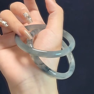 Brazalete de cristal estilo tinta china de 20g, pulido, accesorio de joyería Hanfu para mujer - Product Image 1