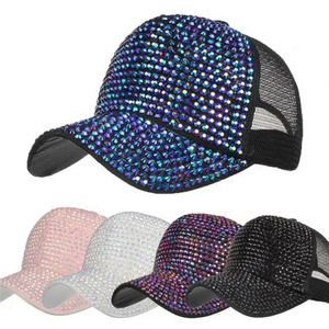 Casquette de baseball en maille pour femme avec patch en cristal et strass, style camionneur, vente en gros - Product Image 1