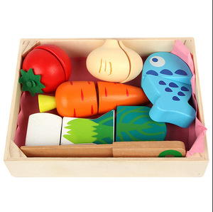 Jouets de cuisine pour enfants en bois Légumes et fruits en boîte Coupe de nourriture Le Mind Jouets en développement pour enfants - Product Image 6