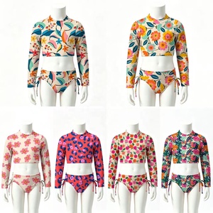 Costume da bagno due pezzi all'ingrosso per bambina 2026 con maniche, set da bagno due pezzi a maniche lunghe per ragazze adolescenti e pre-adolescenti all'ingrosso - Product Image 1