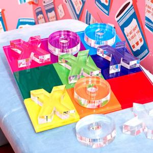 MULTICOLOR ACRÍLICO TIC TAC TOE SET Lujo XO PIEZAS Custom LUCITE Game FACTORY - Product Image 2