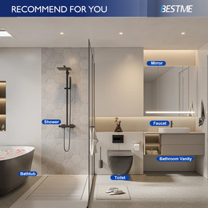 Mueble de Baño Moderno <span class=keywords><strong>Blanco</strong></span> de Aluminio y Madera Maciza <span class=keywords><strong>con</strong></span> Lavabo de Cerámica Resistente al Agua, Gabinete de Doble Puerta, Espejo <span class=keywords><strong>con</strong></span> Detalles Dorados Incluido - Product Image 3