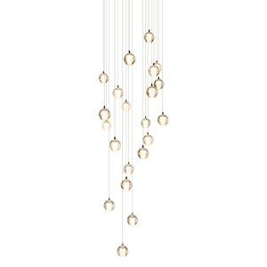 Lustre d'escalier incomparable en acier inoxydable avec boules de cristal, effet pluie de météores en cascade, 3 couleurs changeantes, luxe sur mesure - Product Image 5