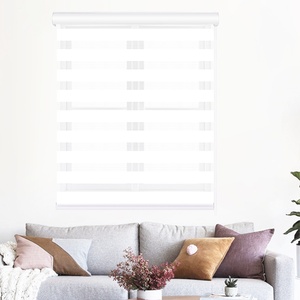 ผ้าม่านเนื้อผ้านุ่มหนา โพลีเอสเตอร์ ผ้าม่านสอง<span class=keywords><strong>ชั้น</strong></span>ลายซีบร้า และม่านม้วนลายซีบร้าสำหรับห้องนั่งเล่น - Product Image 1