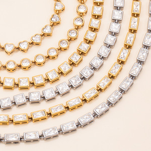 Reloj Cuadrado de Acero Inoxidable con Oro de 18K y Circonita Blanca, con Brazalete Tipo Tenis, Diseño Geométrico, Joyería Unisex para Regalo - Product Image 4