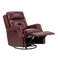 Fauteuil inclinable moderne en cuir véritable avec fonction pivotante et bascule, structure en bois - Fauteuil de salon ou de chambre d'enfant