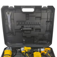 Kit d'outils sans fil 21V avec batterie au lithium sans balais : perceuse électrique sans fil et clé électrique dans un coffret à outils rigide