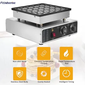 Mini Dutch Pancake Maker 25 Round-Shape Electric Non-Stick Pancake Machine Poffertjes Maker With Stainless Steel for Bakery Home