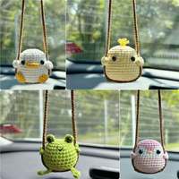 Pendentifs de rétroviseur pour voiture, breloques animaux mignons en polyester crochetés à la main, best-sellers transfrontaliers, pour 5-7 ans