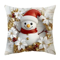 Housse de coussin carrée de Noël 45x45cm, 42 motifs imprimés (Père Noël, Bonhomme de neige, Renne, Sapin de Noël), lavable, pour canapé et lit