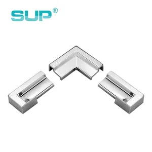 Bloc ABS argent anodisé aluminium seuil de porte de douche à 90 degrés