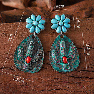 <span class=keywords><strong>Cactus</strong></span> succulenta gioielli Western <span class=keywords><strong>Cactus</strong></span> pietra turchese finta ciondolo pendente <span class=keywords><strong>orecchini</strong></span> pendenti 5*2.5cm turchese <span class=keywords><strong>Cactus</strong></span> <span class=keywords><strong>orecchini</strong></span> - Product Image 2