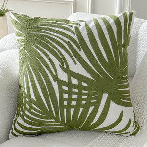 Federa Decorativa in Cotone Ricamato con Motivo a Foglia 18 * 18 Pollici Verde Oliva <span class=keywords><strong>Design</strong></span> Elegante - Product Image 5