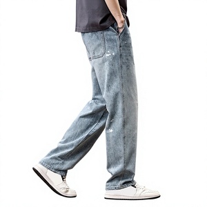 Jeans décontractés AAFII IMPEX pour homme, coupe droite, bleu clair, effet usé, en denim doux et écologique, taille mi-haute, 100 % coton - Product Image 4