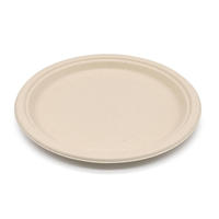Assiette jetable de 6 pouces en pulpe de bagasse de canne à sucre, résistante à la graisse, compatible micro-ondes, écologique et biodégradable