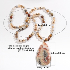 Joyería étnica Bohemia Occidental 8mm turquesa piedra Natural cristal hecho a mano anudado collar geométrico colgante collar - Product Image 6