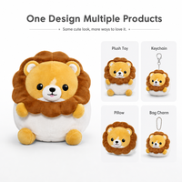 Peluche Lion Rond Adorable, Jouet en Peluche Personnalisé, Figurine Douce avec Logo sur l'Emballage, Cadeau, Faible MOQ, Service OEM ODM, Fournisseur Direct