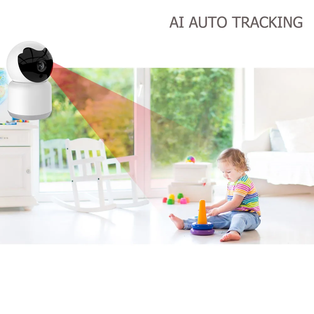 Caméra intelligente de Wifi de caméra de sécurité d'intérieur à télécommande audio du suivi automatique PTZ du Smart Home 2MP/3MP Hd Two Way de Glomarket