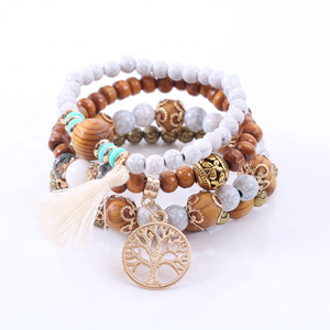 Bohemia playa multicapa granos de madera de árbol de la vida encanto pulseras - Product Image 4