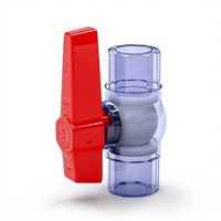 Vanne à boisseau sphérique en PVC transparent DN15-DN50, raccord union, manuelle, en plastique, avec poignée papillon rouge pour l'eau