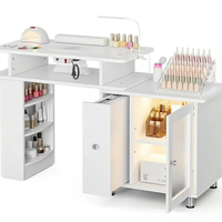 Table de manucure professionnelle moderne et écologique pour salon, avec plateau en bois résistant aux rayures et roulettes, pour la manucure et la protection contre la poussière