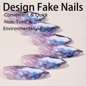 24 faux ongles de luxe à pointe française en ABS, souples et tendance, échantillon gratuit, vente en gros - Product Image 2