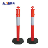 Sécurité de stationnement PVC robuste pliable avec base en caoutchouc T Top délinéateur poteau d'avertissement poteau à ressort