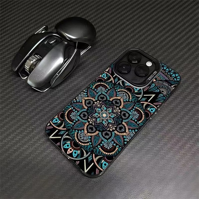 Retro Totem Flower Pattern Cool Stylish Phone case for iPhone 16 15 14 13 12 11 Pro Max/Pro/Plus Anti-drop Soft Back Cover