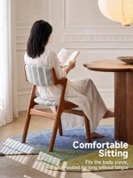 Chaise de salle à manger rétro française du milieu du siècle, structure en bois massif, revêtement en lin, écologique, durable, fauteuil de salle à manger pour hôtel, sensation premium